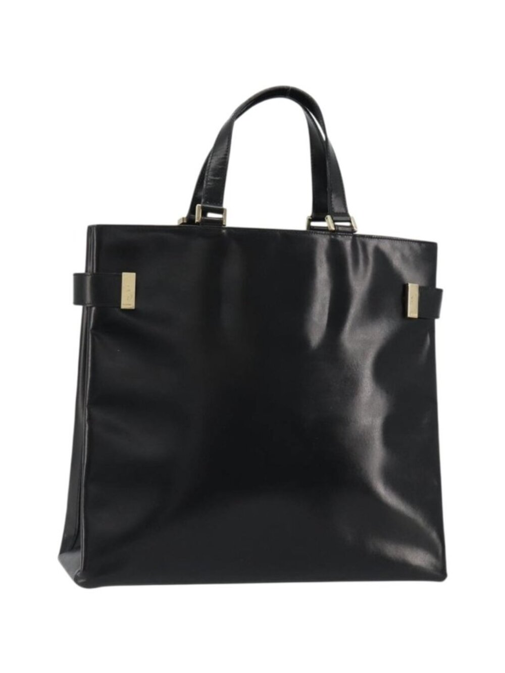 GUCCI Tote Bag Leather Black Gold 002 2046 0332